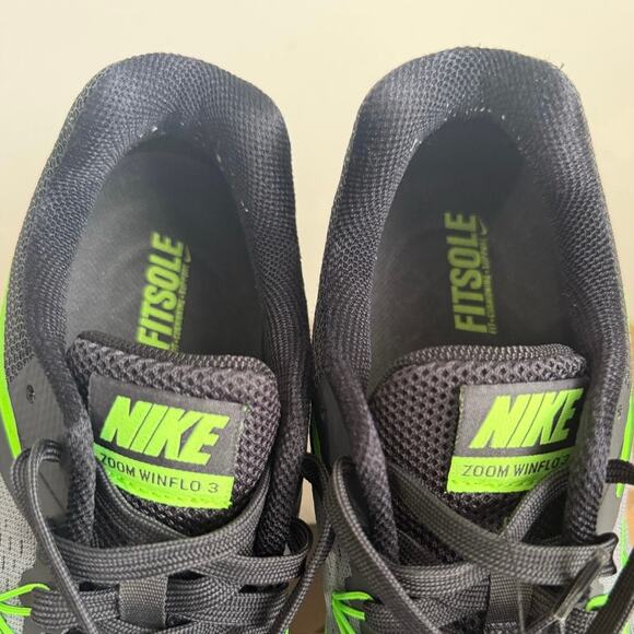 Nike Zoom Winflo 3 Sneaker Grey/Green Men Running Sneakers - SZ 11.5 - Picture 9 of 11